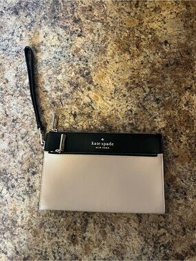 kate spade Two-Tone Black and Light Beige Wristlet Clutch